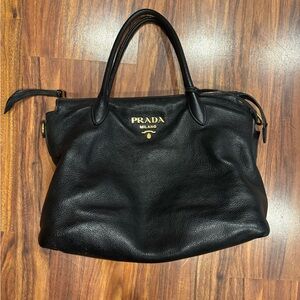 Prada Black Leather Tote Bag